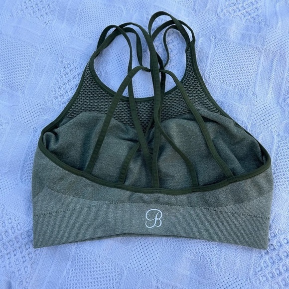 Bombshell Sportswear Green Strappy Back Sports Bra size M/L - Picture 3 of 6